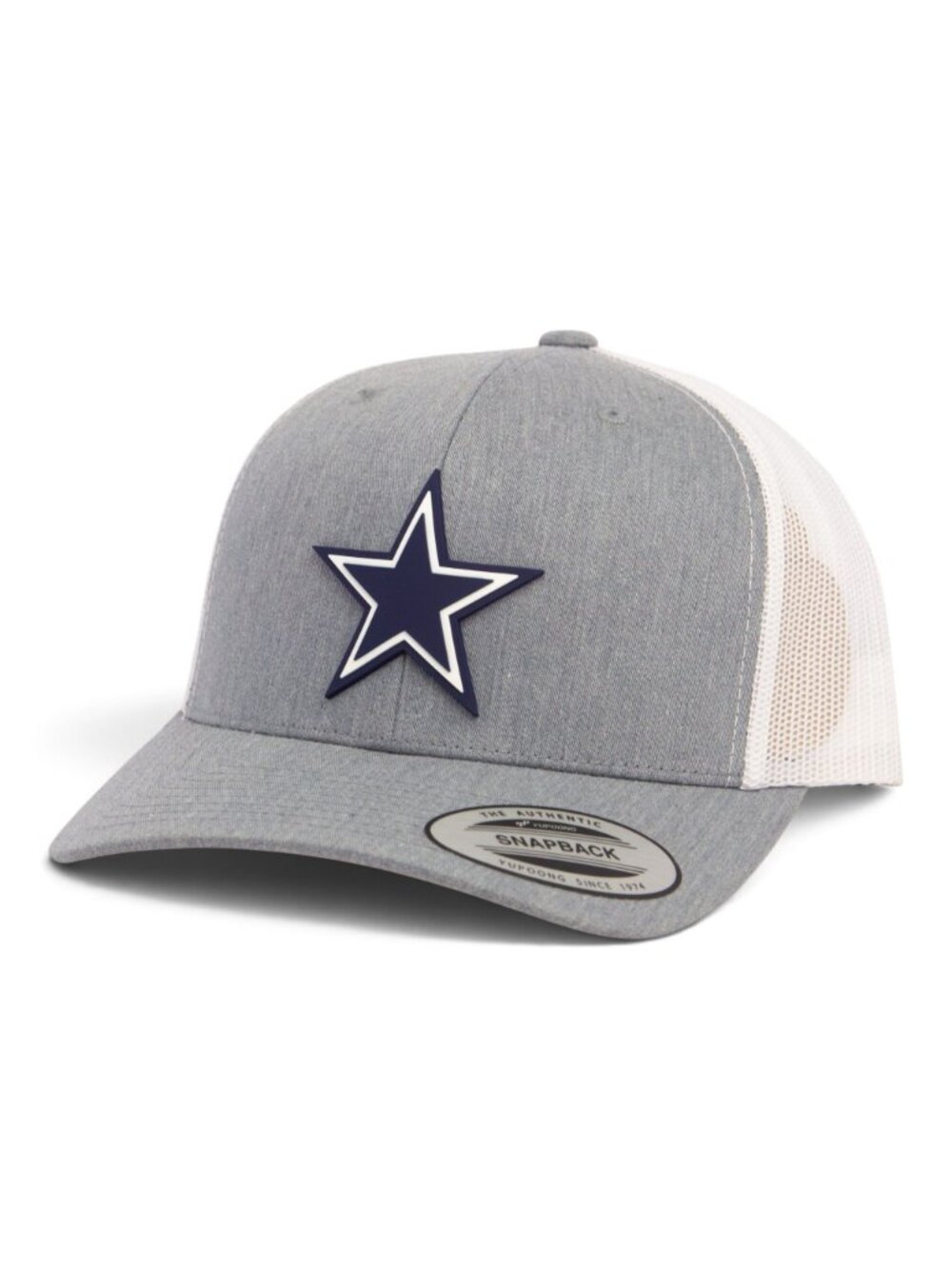Dallas Cowboys 3D YP Snapback Trucker Hat- Heather Grey/ White